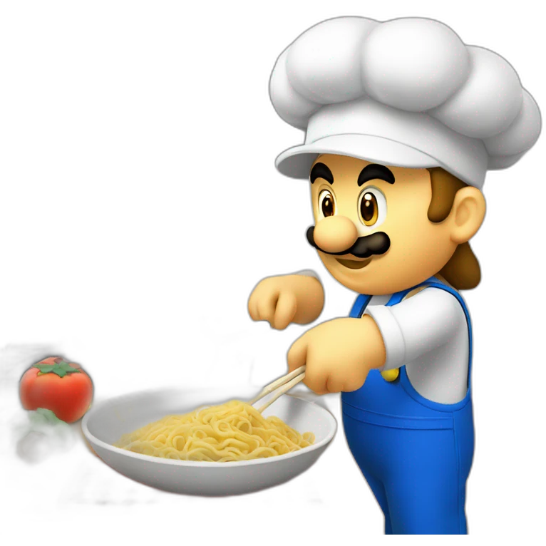 Mario cooking noodles emoji