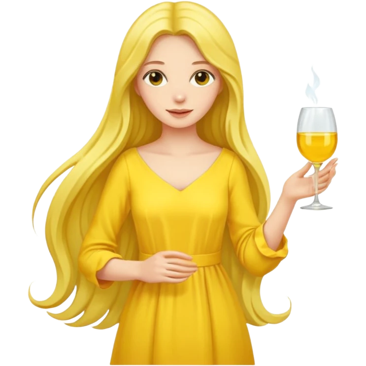 yellow glass and yellow dressed woman long hair emoji