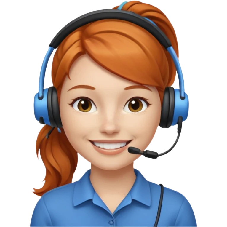 receptionist face ponytail ginger with headpset emoji