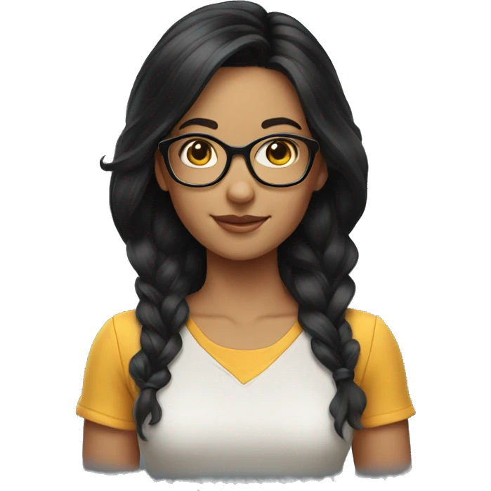 nerd techie girl black hair emoji