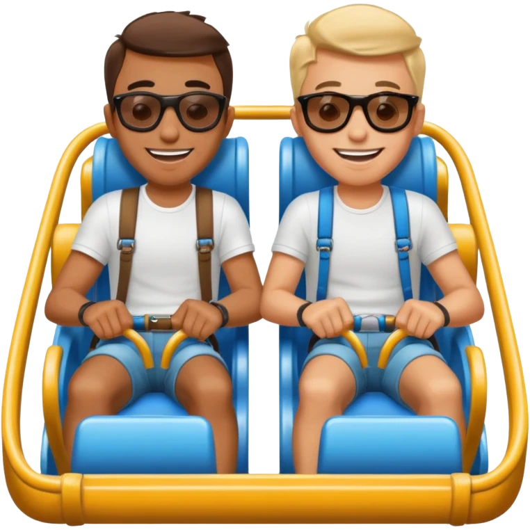 two guys on a roller coaster and buckled up emoji