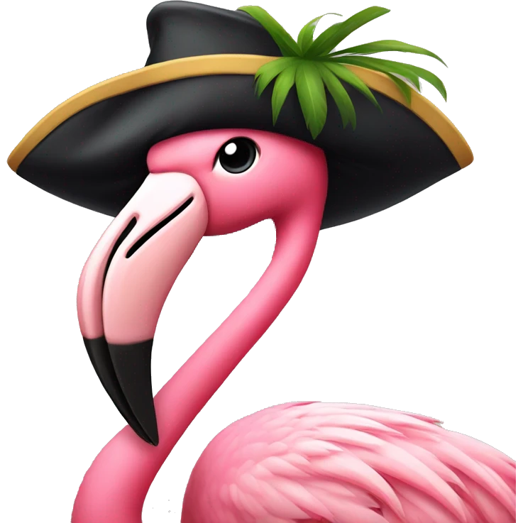 Flamingo in pirate outfit emoji