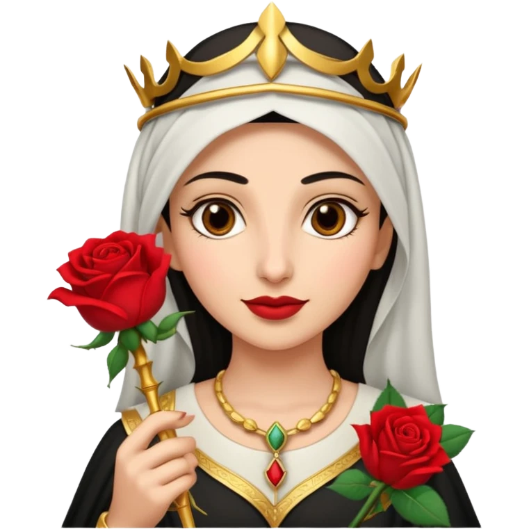woman, arab, rose, scepter emoji