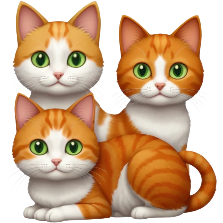 3 different coloured tiny short haired cats, including a dark grey and white cat with green eyes,and  a ginger and white with orange eyes and a brown tabby and white with hazel eyes emoji