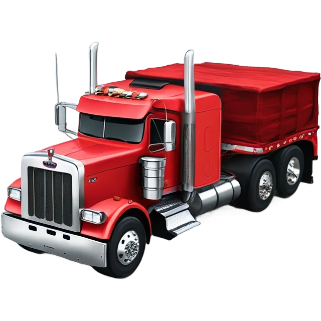 Peterbilt 389 stretch black with red frame with flat top and slash cut exhaust stacks and dual rear tires and flat bumper emoji