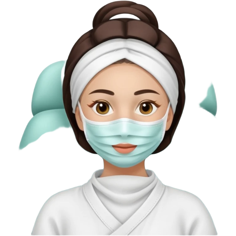 Lady with face mask spa beauty full face relaxing emoji
