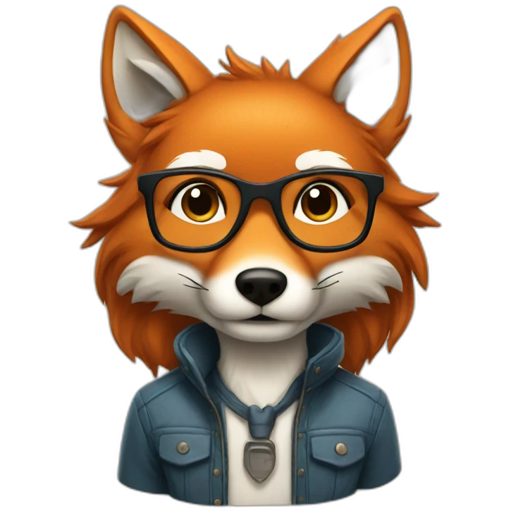 a nerdy fox with long dark hair emoji