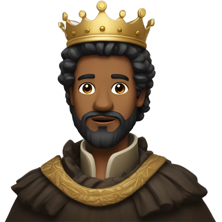 King with wavy black hair and a beard emoji