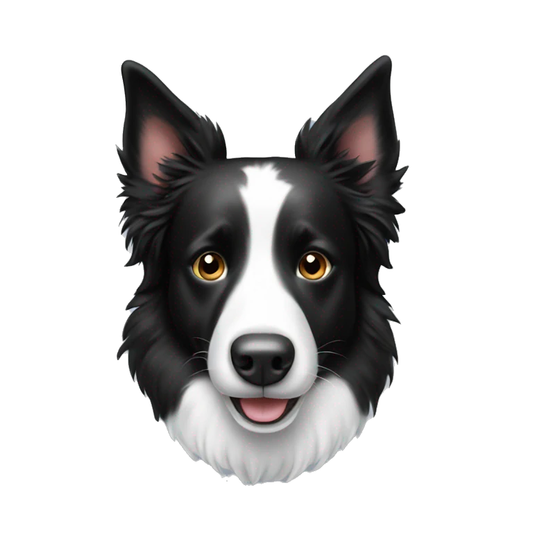 Black and white border collie smiling emoji