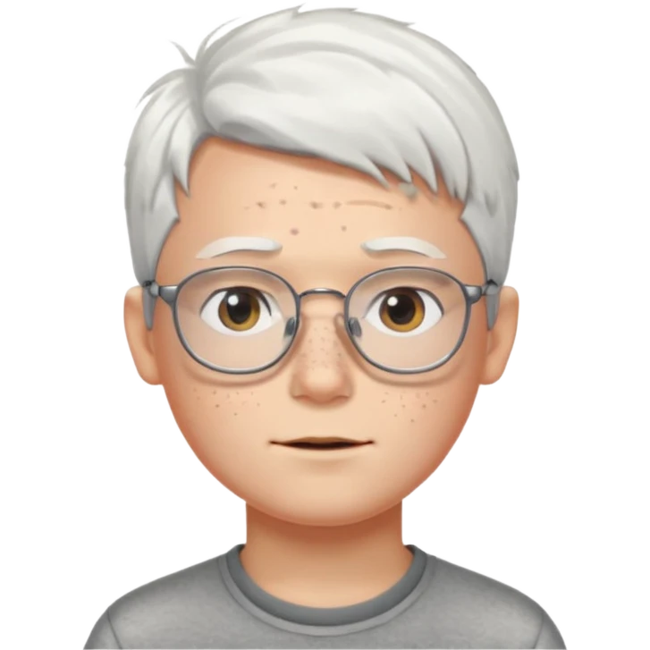 young boy with white hair and glasses emoji