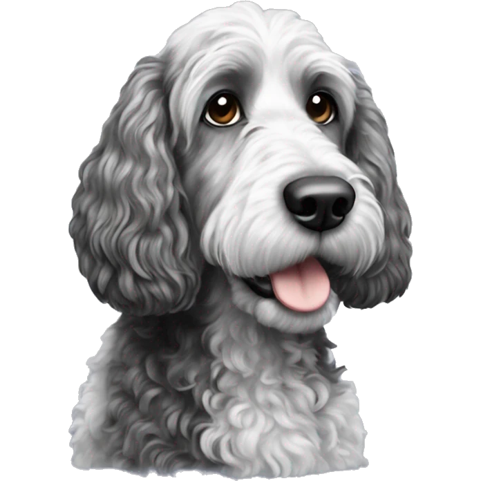 black and white doodle tall cockapoo  emoji