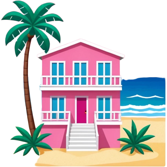 Matisse style pink SPAM art Miami beach landscape emoji