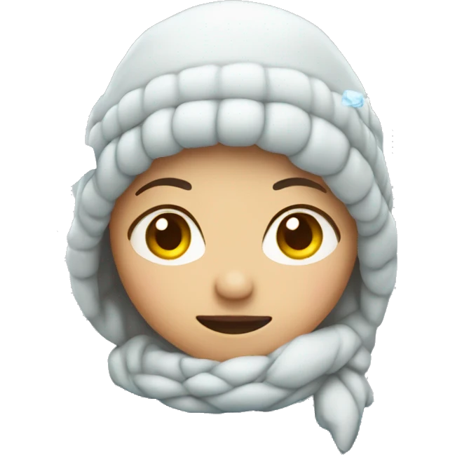 Girl freezing with ice emoji