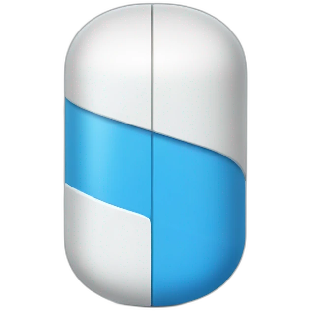 blue and white bi color pill open midle emoji