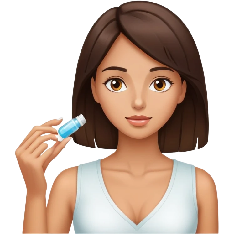 Beautiful fit brunette girl taking pills  emoji