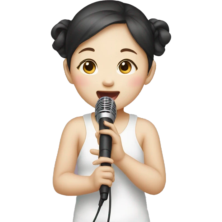 korean baby girl singing with a mic emoji
