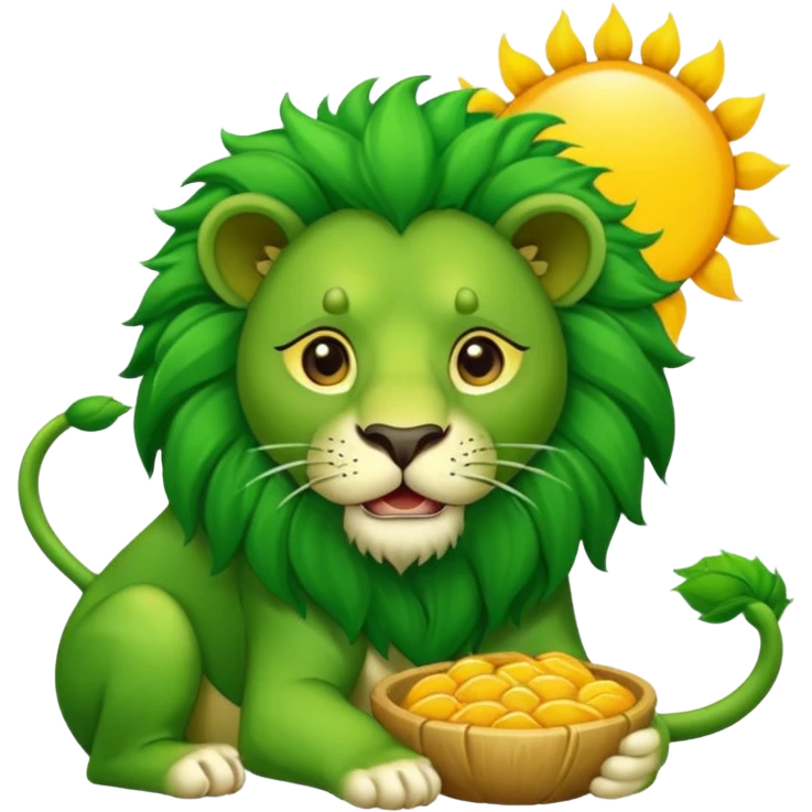 Majestic green lion eating sun emoji