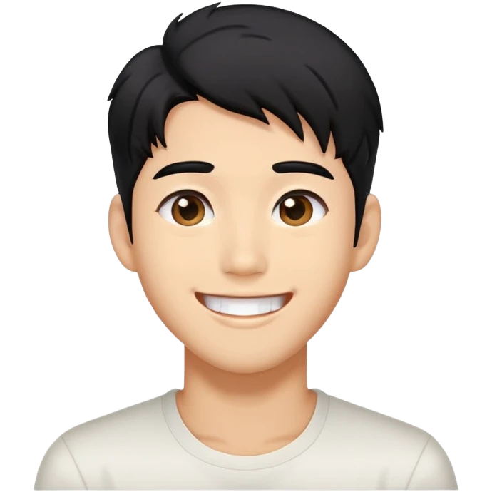 K-pop male idol face with black hair and a big smile emoji