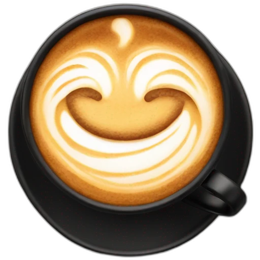 Cappuccino in black cup  emoji