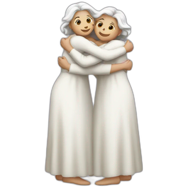 Three white sisters hugging  emoji
