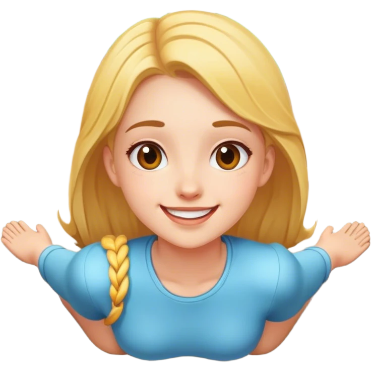 cheerful girl  on the ground looking forward emoji