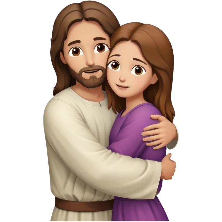 Jesus hugging a brown headed white girl emoji