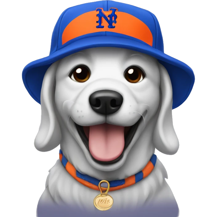 Dog wearing a Mets hat emoji