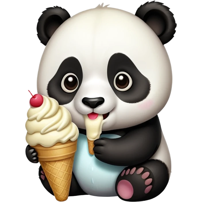 Panda eating ice cream emoji
