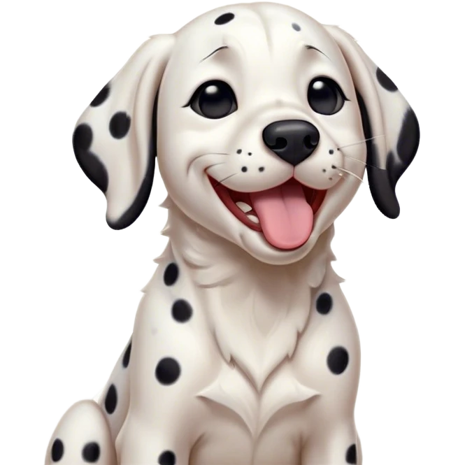 Cinematic Cute Yawning Dalmatian Portrait Emoji, Head tilted slightly with a dramatic, wide-open yawn, revealing a pristine white coat with bold black spots, floppy ears slightly drooping, round dark eyes barely open in drowsy contentment, Simplified yet irresistibly adorable features, highly detailed, glowing with a soft, cozy glow, high shine, relaxed yet expressive, stylized with a touch of whimsy, bright and endearing, soft glowing outline, capturing the essence of a sleepy yet affectionate companion, so drowsy it feels like it could stretch right out of the screen and curl up for a nap! emoji