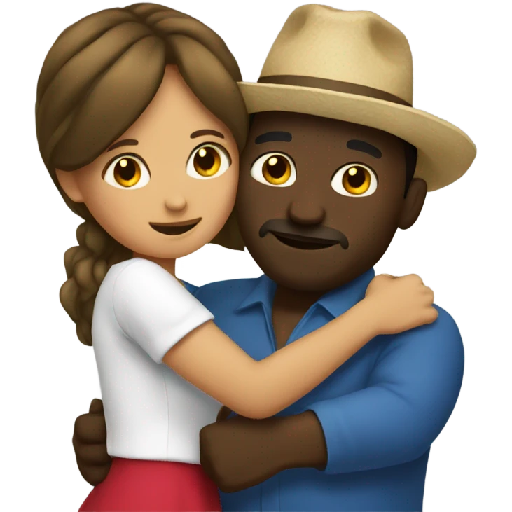 Mexican women hugging black man  emoji