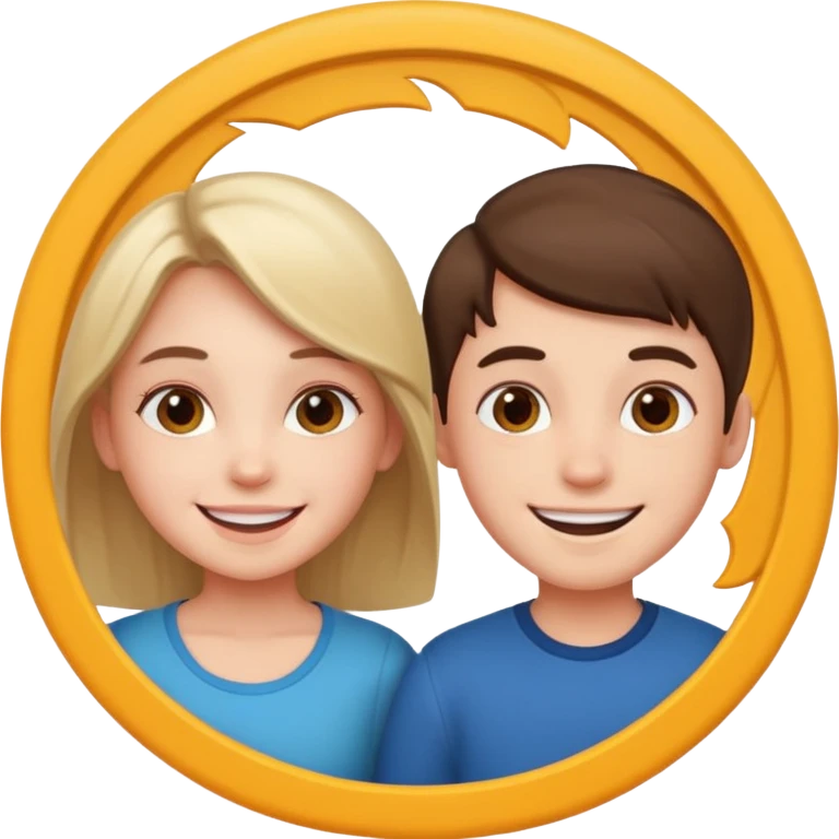 девушка и парень в круге emoji