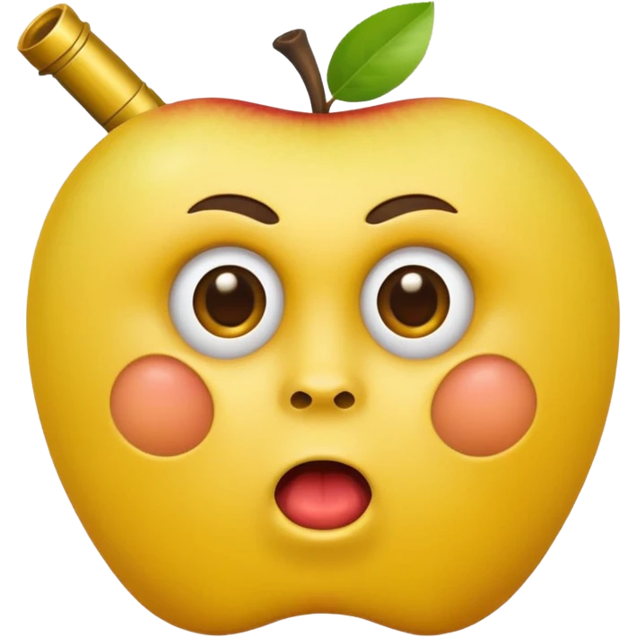 Hazme una carita redonda  amarilla de Apple con una pistola dentro de la boca emoji
