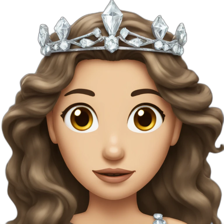 furiouslong haired brunette princess with a big crown with diamonds emoji