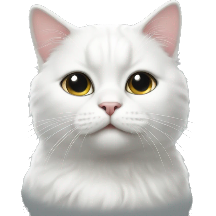 White cat with black emoji