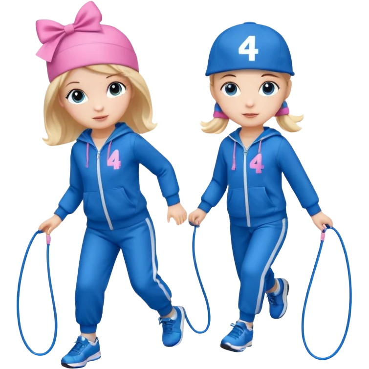 three big emojis: 👧🏻🎀 (doll girl), 😀👕4️⃣5️⃣6️⃣🤾 (player jumping rope in tracksuit 456), 👦🏻🧢 (boy with cap). emoji