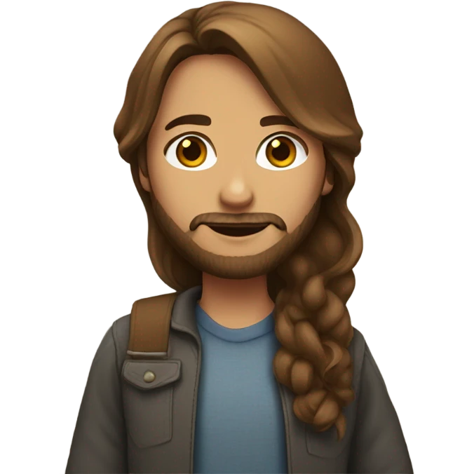 brown-haired girl with a guy with a beard emoji