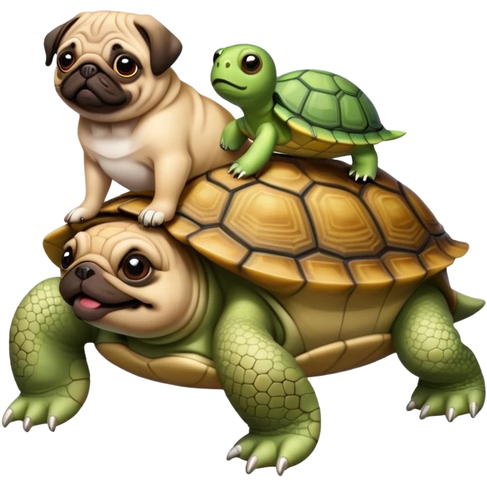 Pug riding a turtle  emoji
