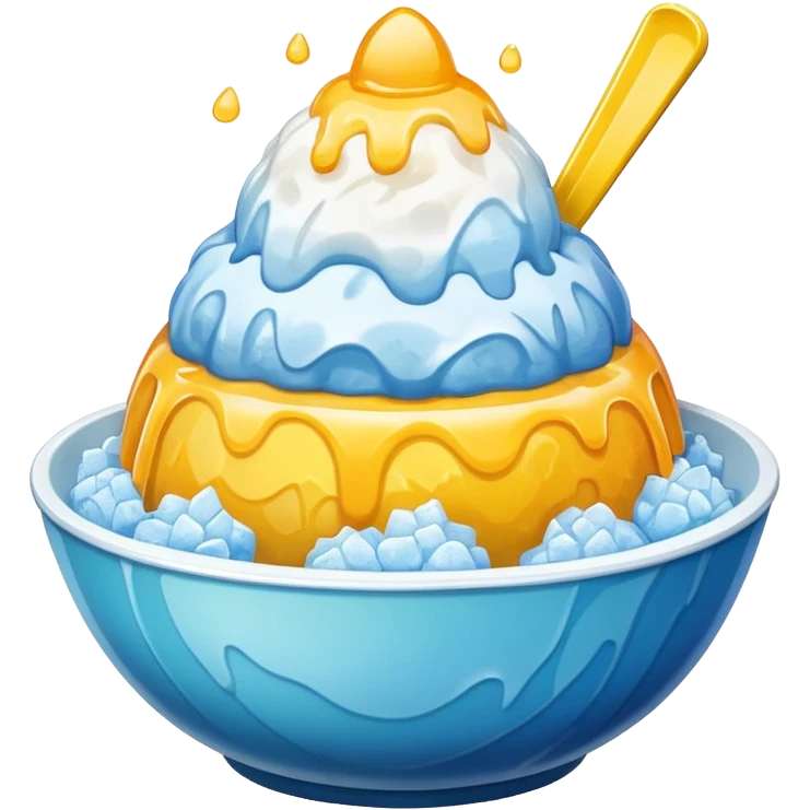 bowl of shaved ice topped with yellow syrup emoji