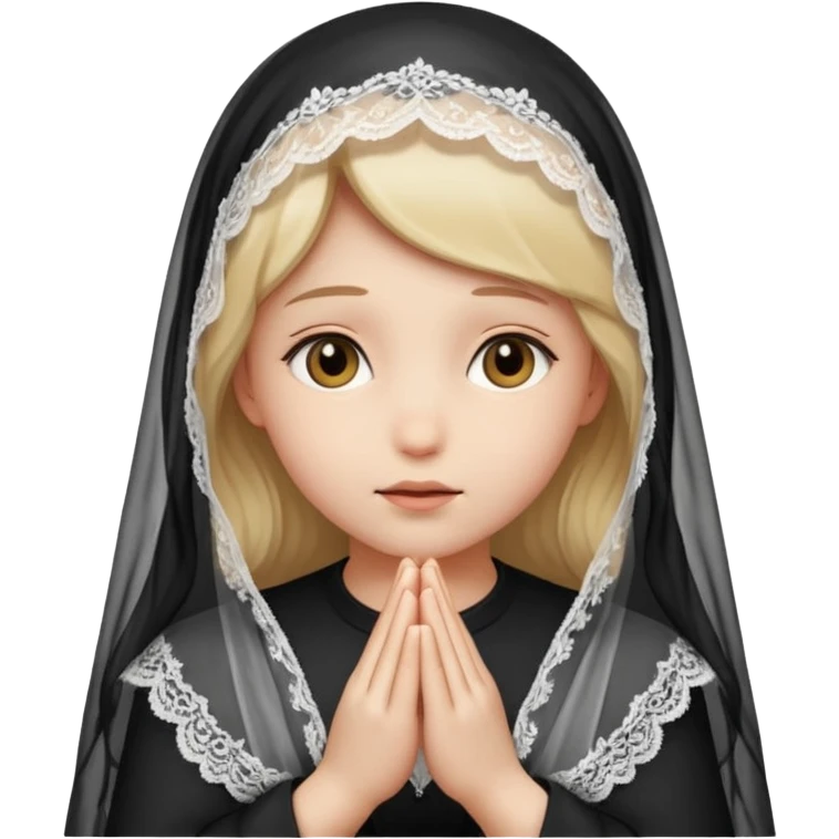 Girl praying with lace veil emoji