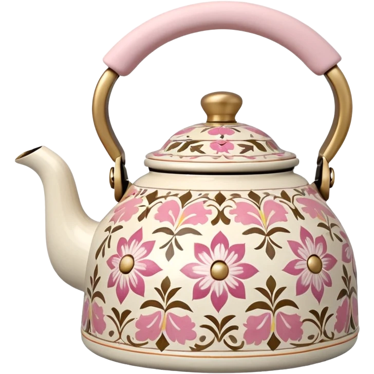 Pink white & beige Talavera tea kettle emoji