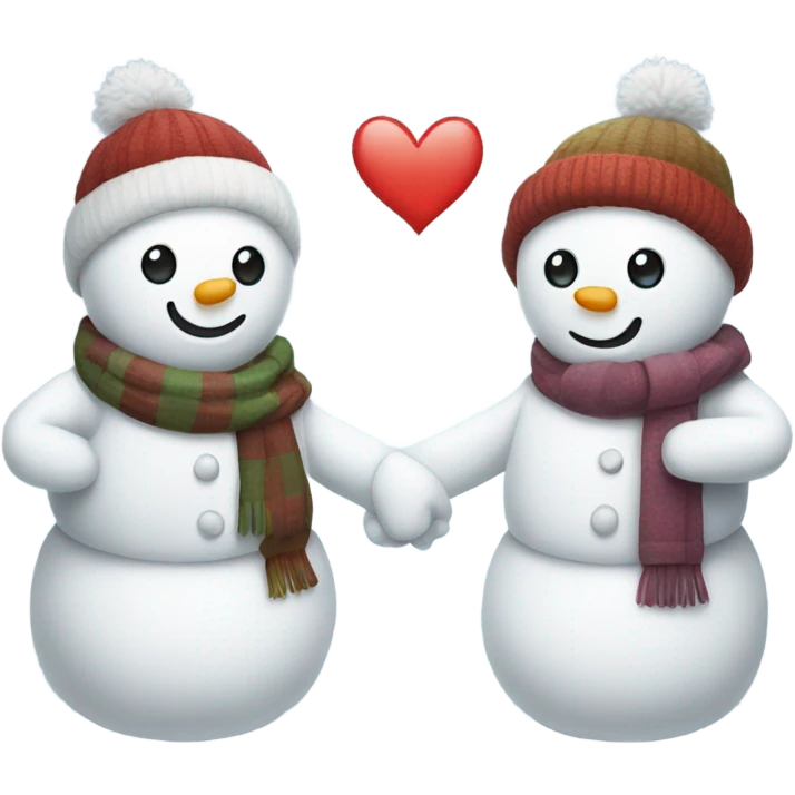 two snowmen holding hands love emoji