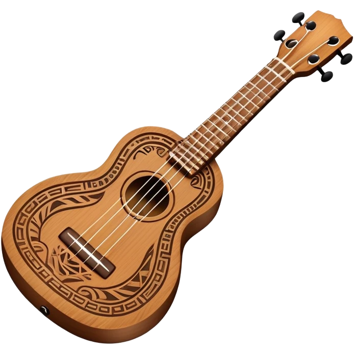 Ukulele with tribal Hawaiian carvings emoji
