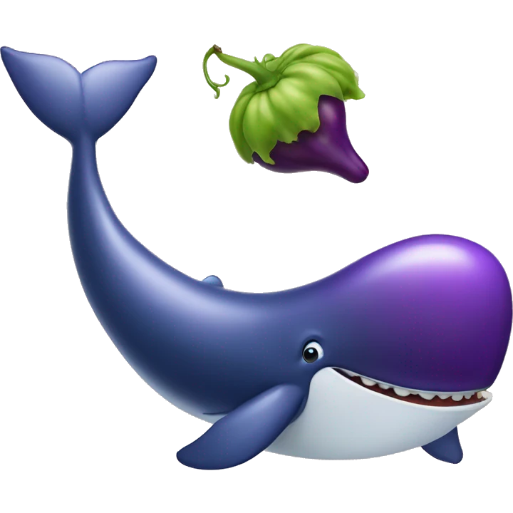 Whale eating an eggplant emoji