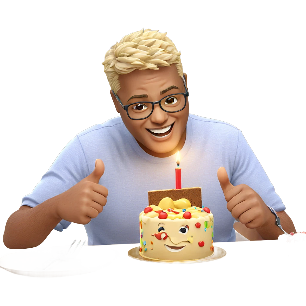 happy boy enjoying birthday cake emoji