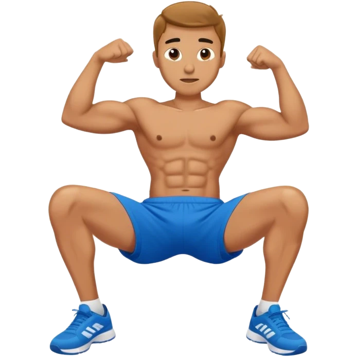side-view of guy in blue shorts doing crunches emoji