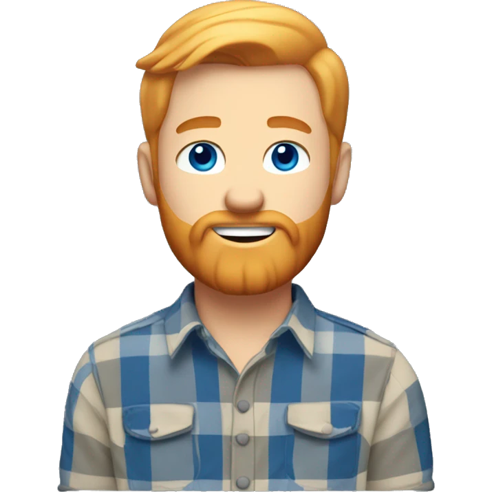 Blond ginger bearded man blue eyes lumberjack shirt short hair groomed emoji