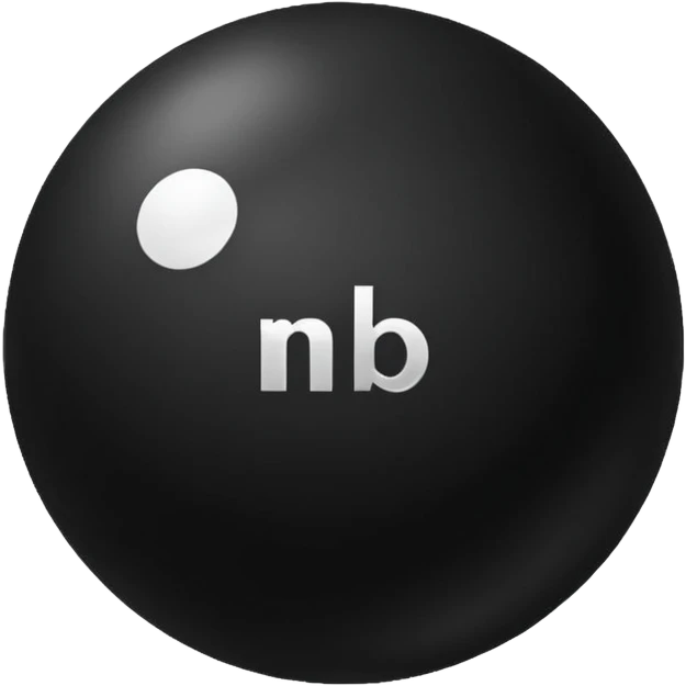 Black ball (MB) written on it. emoji