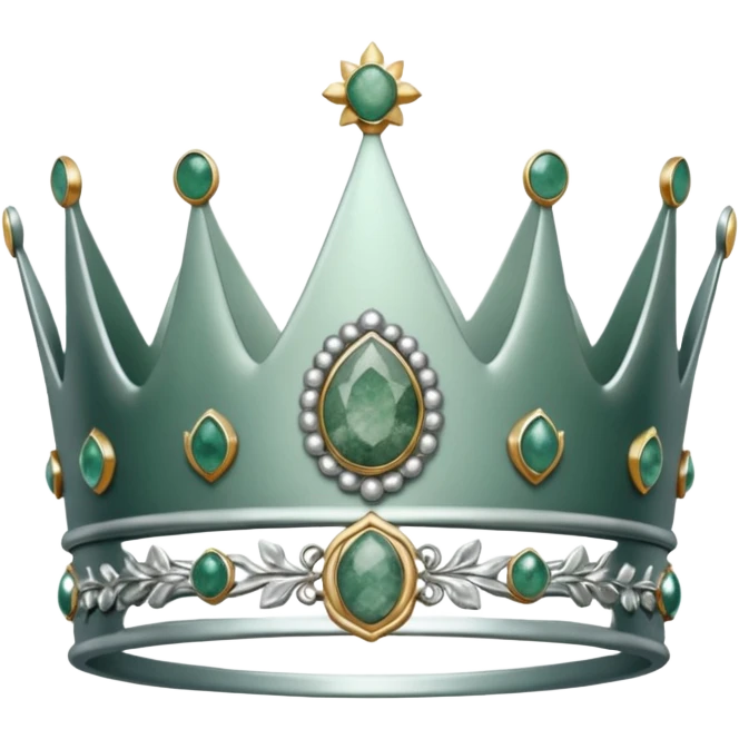 silver feminine crown with moss agate emoji