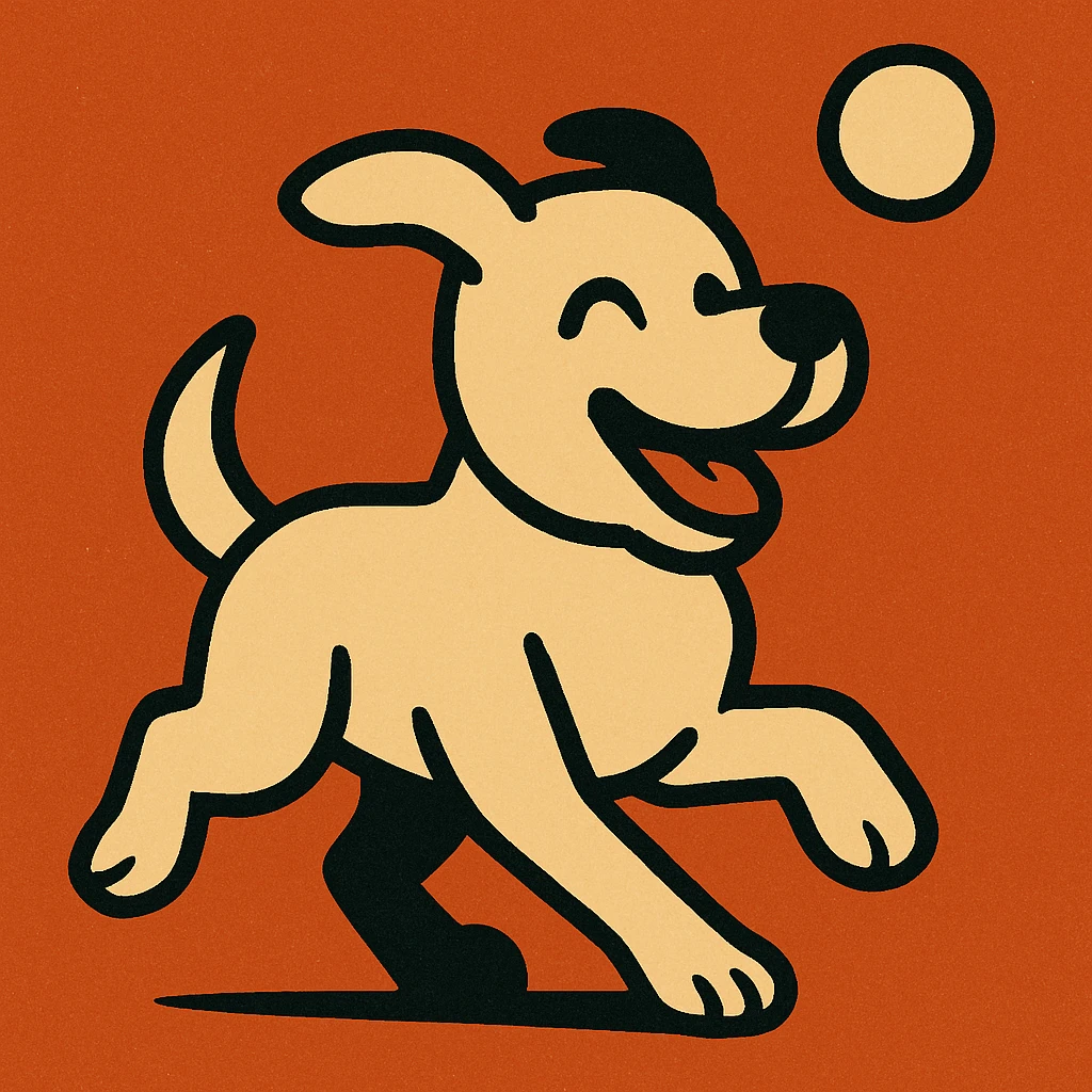 happy dog running after ball emoji