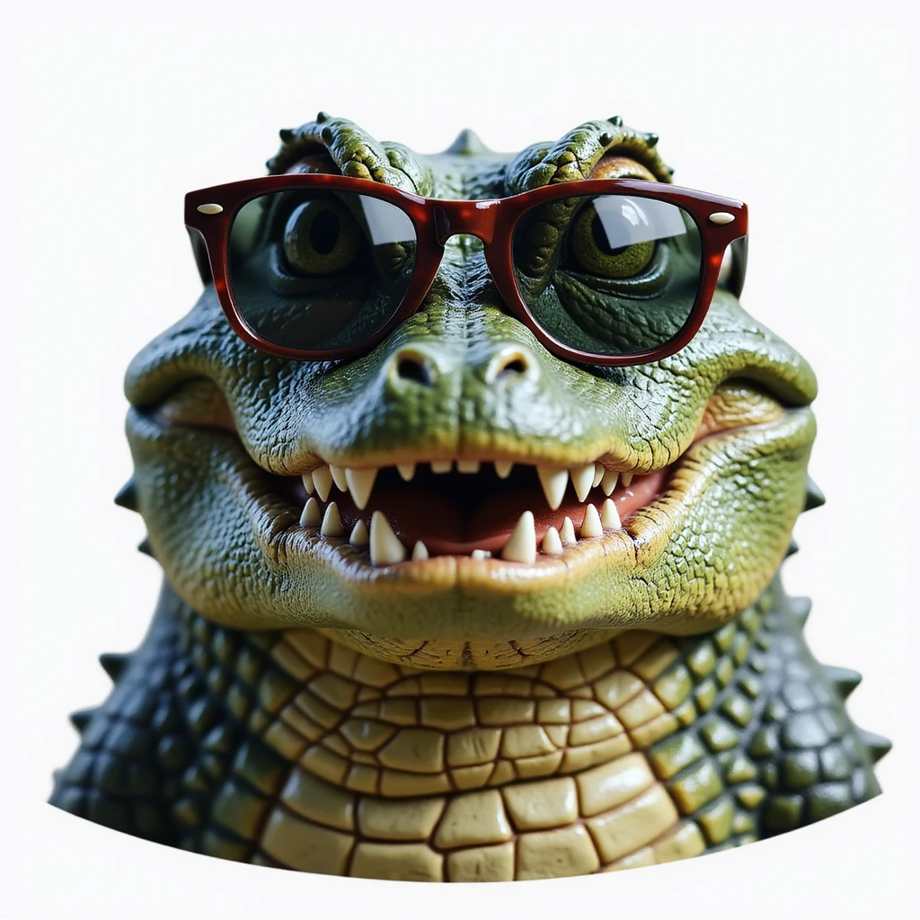 realistic crocodile wearing sunglasses, detailed, photorealistic style, emoji emoji